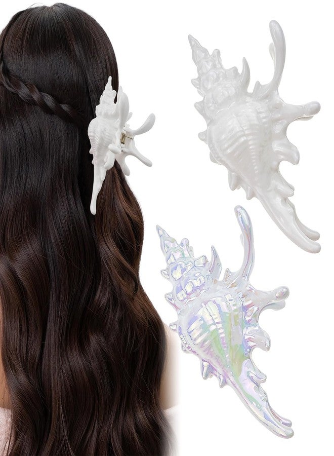 Arvintas 2 Pack Conch Hair Clips for Women Beach Ocean Seashell Large Hair Claw Clips Mermaid Accessories for Thick and Thin Hair - Image 1